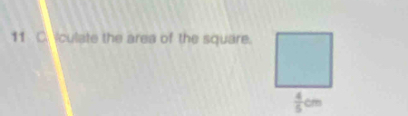 culate the area of the square.
 4/5 cm