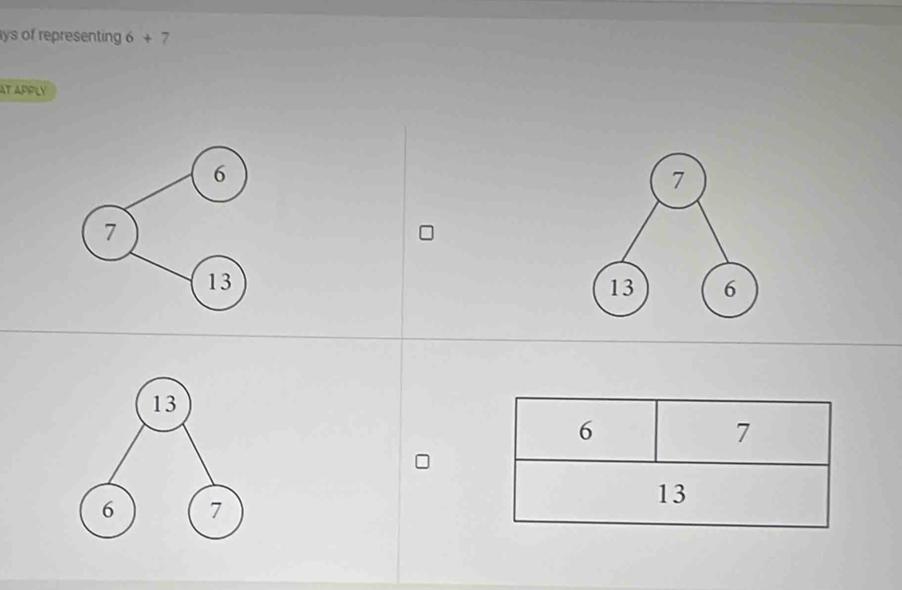 ys of representing 6+7
AT APPLY
