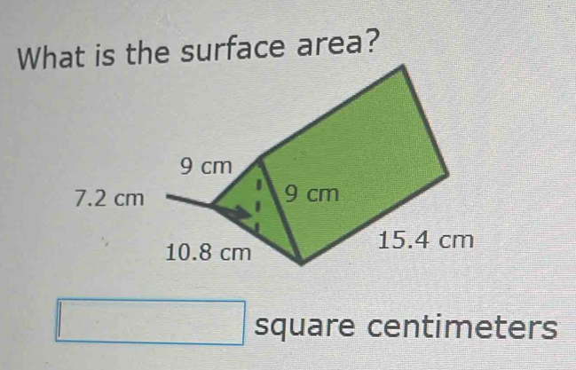 Wis the surface area? 
square centimeters