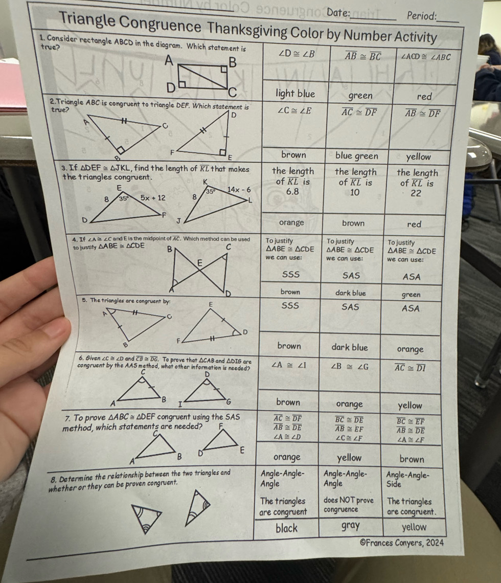 Date: Period:
Triangle Congruence Tha
1. 
tr