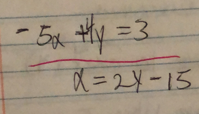  (-5x+1y=3)/x=2y-15 