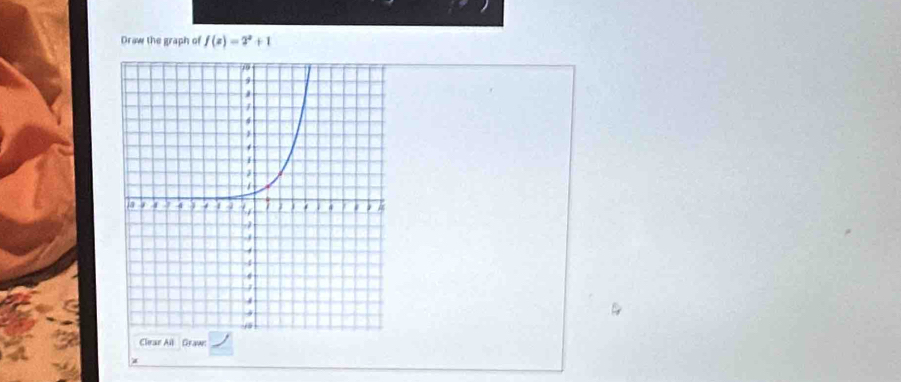 Draw the graph of f(x)=2^x+1
Clhrar All Graw