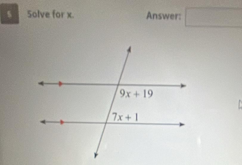 Solve for x. Answer: □