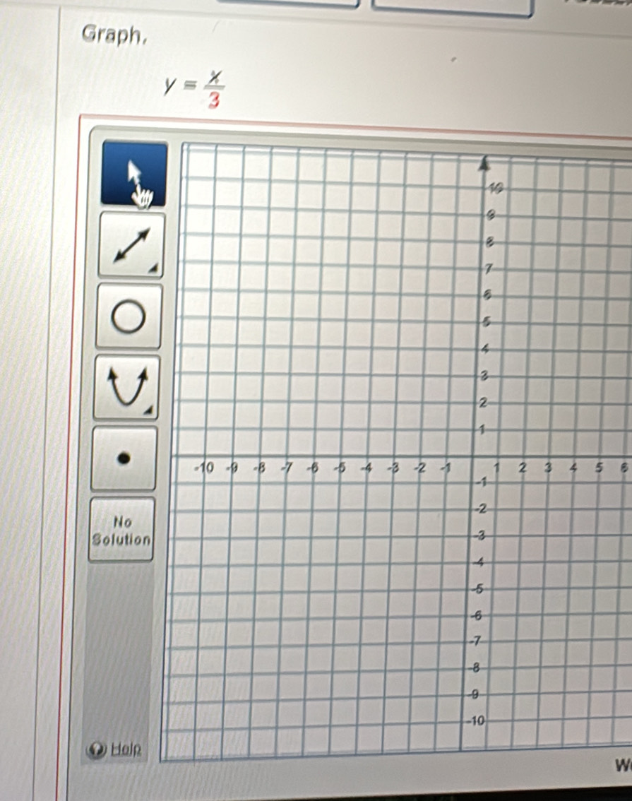 Graph.
y= x/3 
5 B 
No 
Solution 
Help 
W