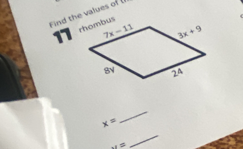 Find the values of 
17 
C
x=
_
-1=
_