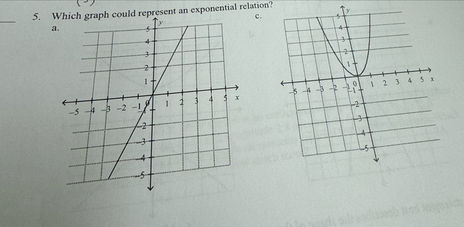 epresent an exponential relation? 
_ 
c. 
a