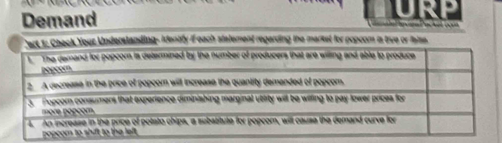 Demand e a al oo 
dentify if each stalement regarding the market fo