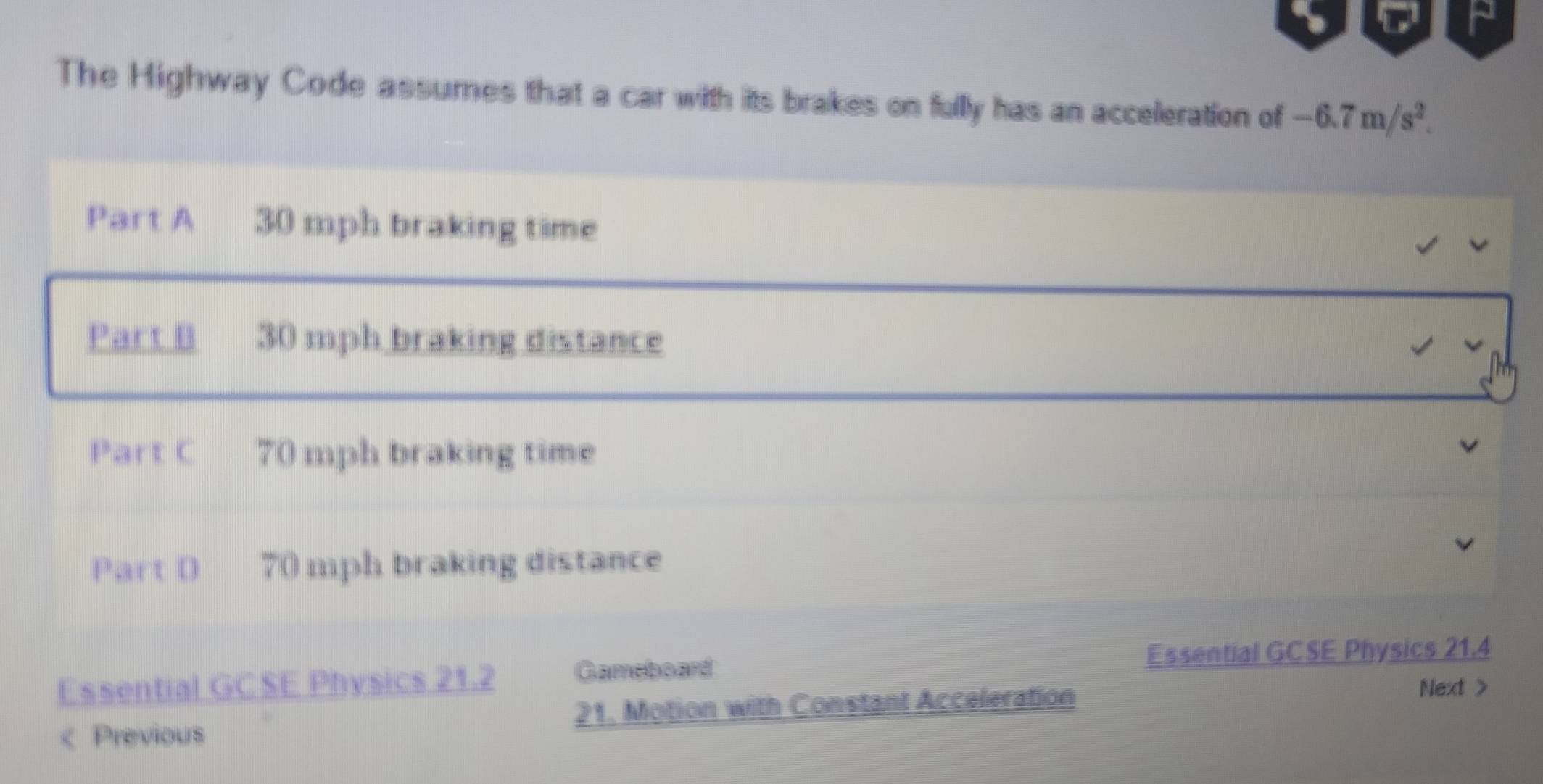Solved: The Highway Code assumes that a car with its brakes on fully ...