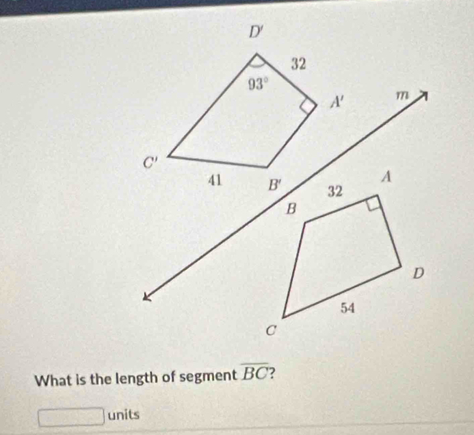 What is the length of segment overline BC
units