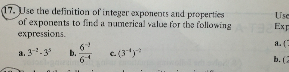 Solved: Use the definition of integer exponents and properties Use of ...