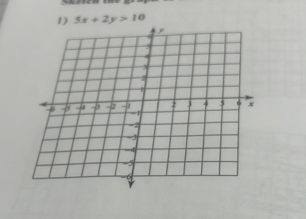 ne 
1) 5x+2y>10