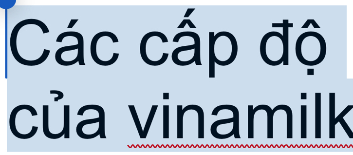 Các cấp độ 
của vinamilk