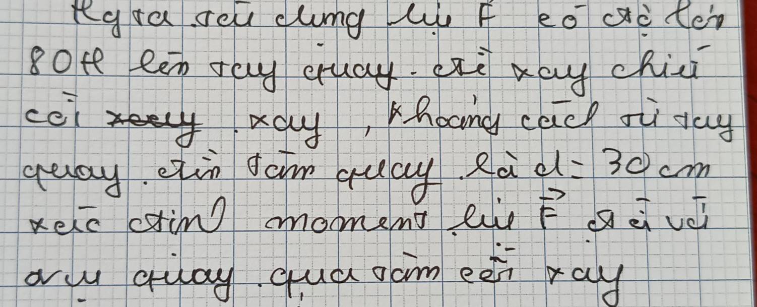 eegra seu elumg lù f eo aite? 
8ot leb ray cuay. exe may chii 
cei xay, Khoong cad o day 
geay etin fam gucy Rad =30 cn 
xeic crin) nomens lue vector F ge véi 
all quay qua sam edi ray