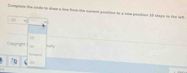 Solved: Complete the code to draw a line from the current position to a ...