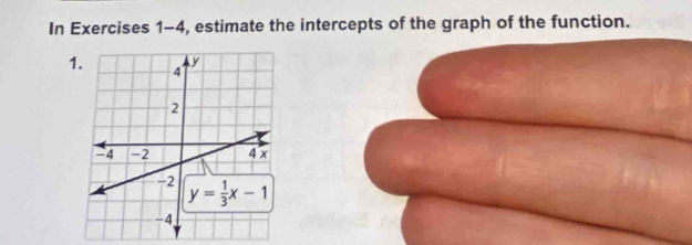 In Exercises 1-4, estimate the intercepts of the graph of the function.
1.