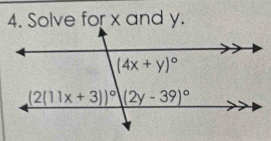 Solve for x and y.