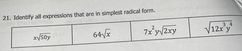 simplest radical form.