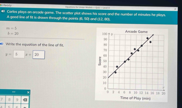 Solved: iReady Equations for Linear Models — Quiz — Level H × Carlos ...