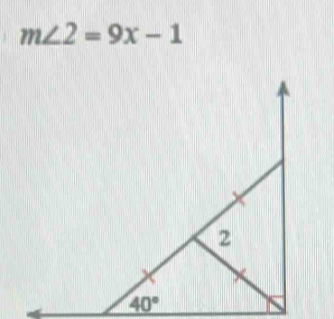 m∠ 2=9x-1