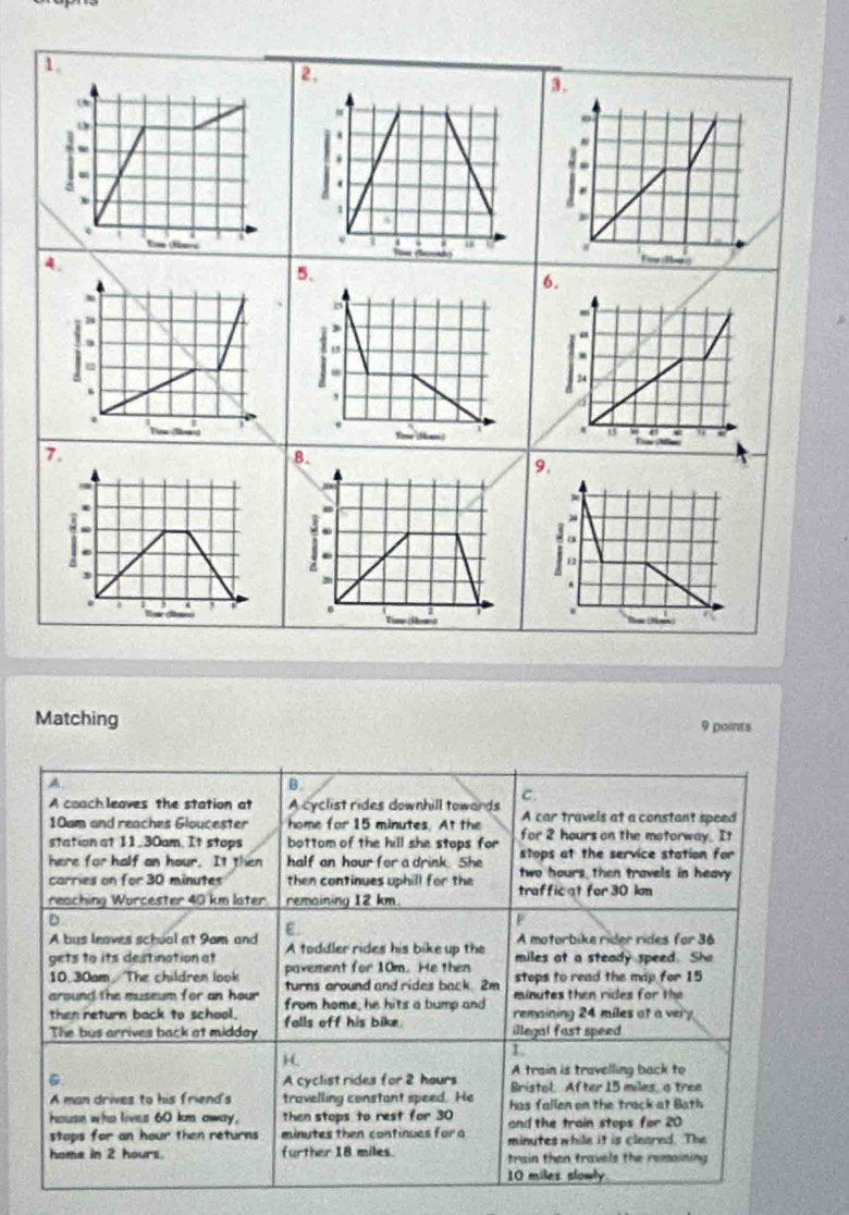 1 
2. 
3. 
4. 

5. 
6. 

7. 
9. 
Matching 
9 points