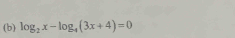 log _2x-log _4(3x+4)=0