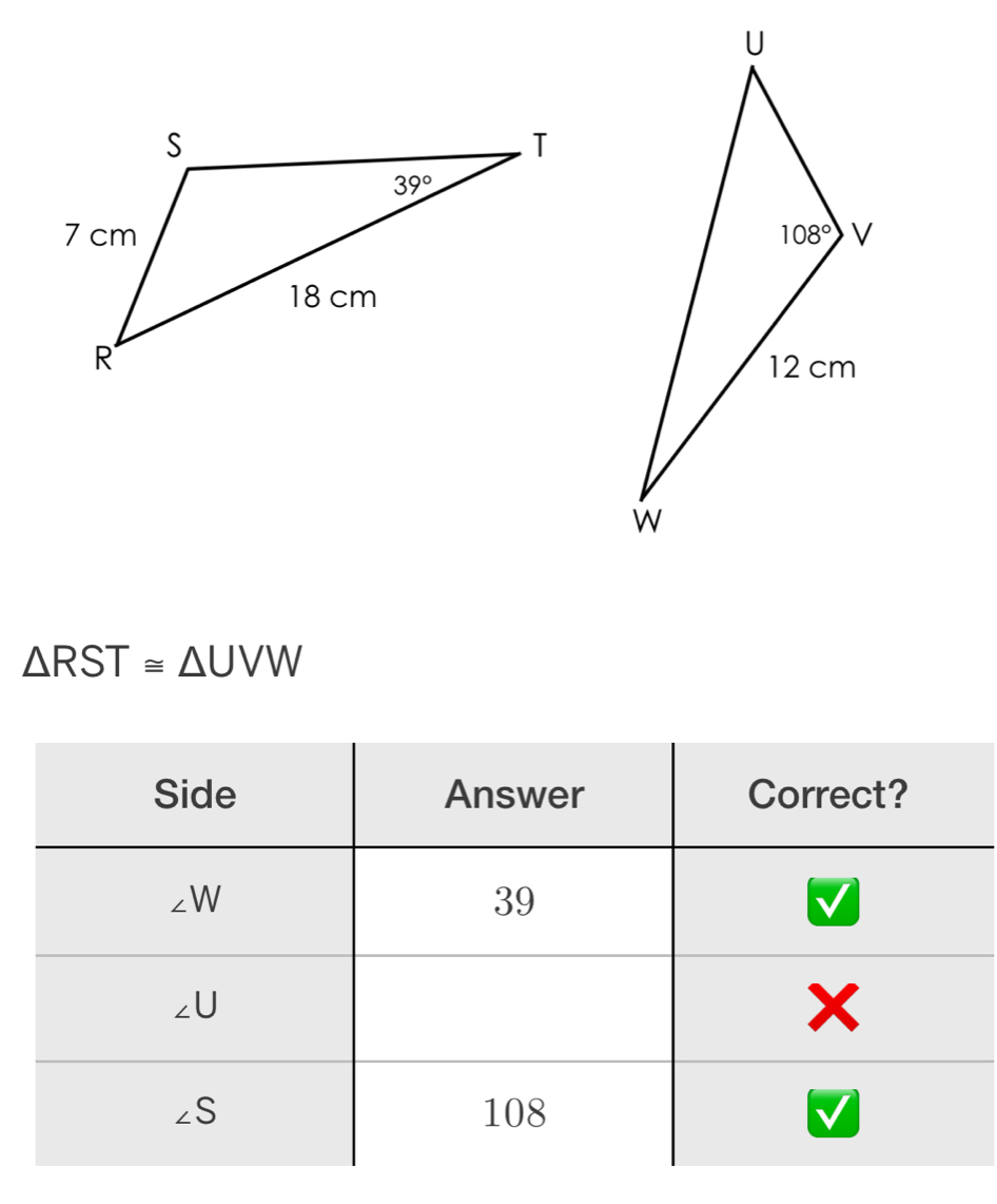 △ RST≌ △ UVW