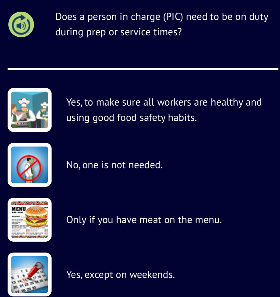Solved: Does a person in charge (PIC) need to be on duty during prep or ...
