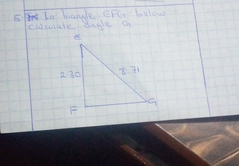 In buange eFG · below 
calculate angle a