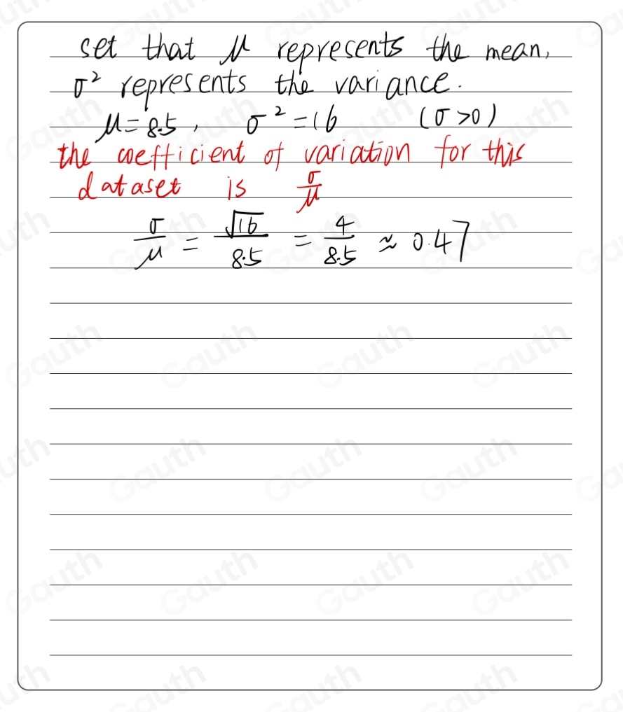Solved: Consider a data set with a mean of 8, 5 and variance of 16. The ...