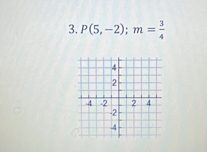 P(5,-2); m= 3/4 