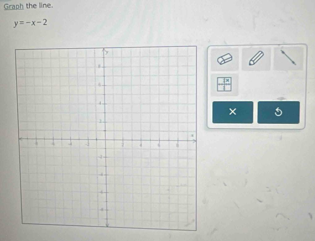 Graph the line.
y=-x-2