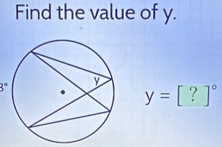 Find the value of y.
3°
y=[?]^circ 