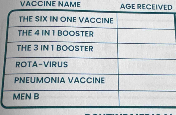 VACCINE NAME D