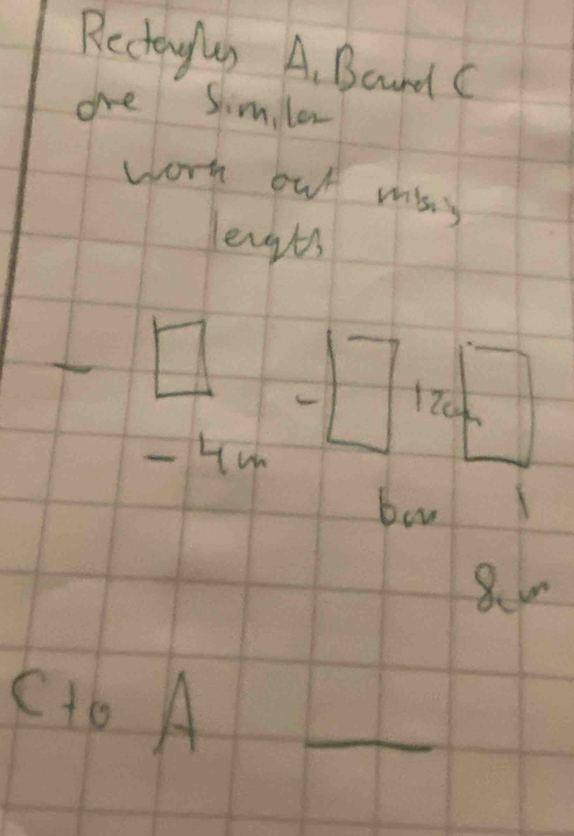 Solved: Rectayl A. Bound C one Similer work out misy lengts - - 120 ...