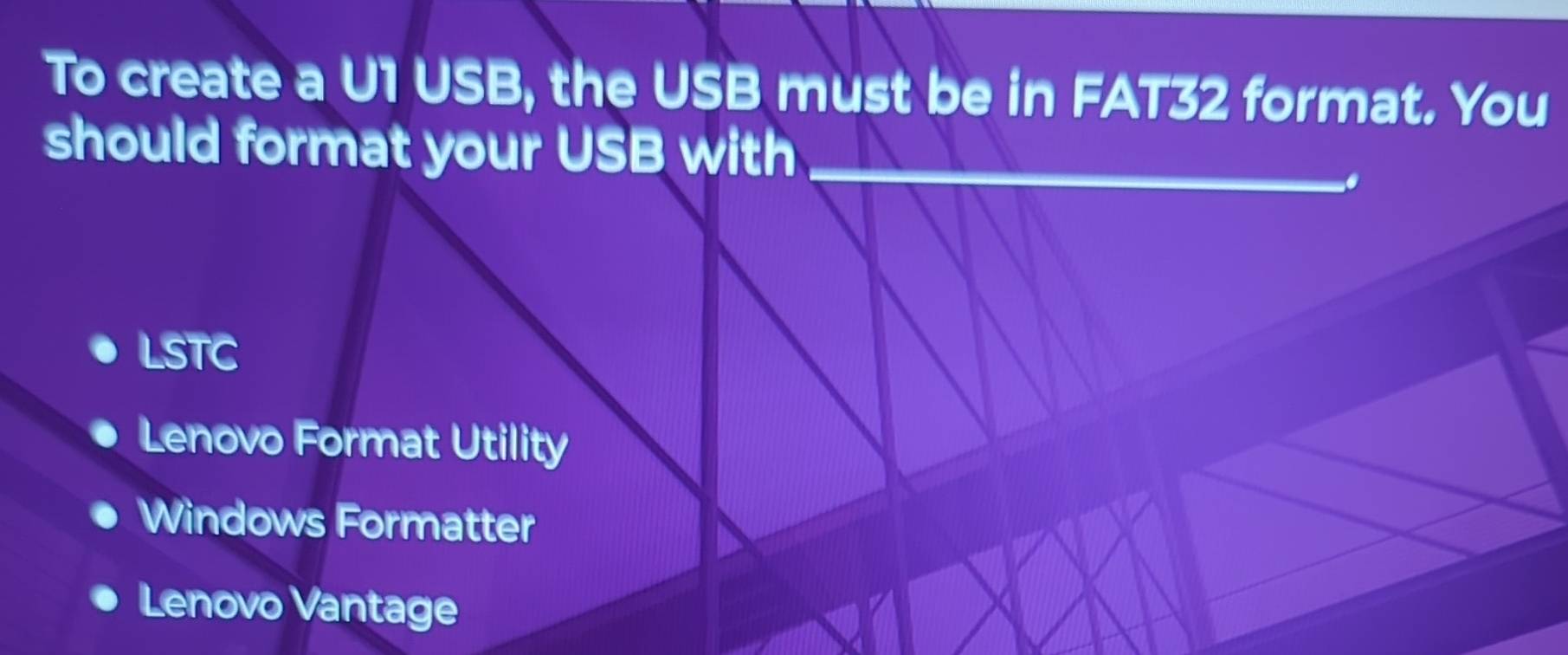 Solved: To create a U1 USB, the USB must be in FAT32 format. You should ...