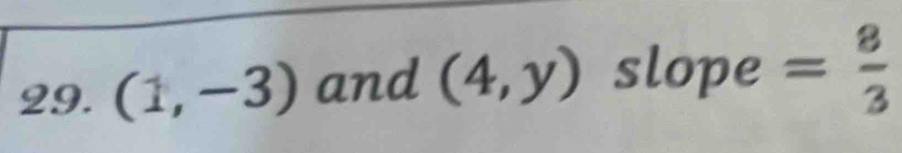 (1,-3) and (4,y) slope = 8/3 