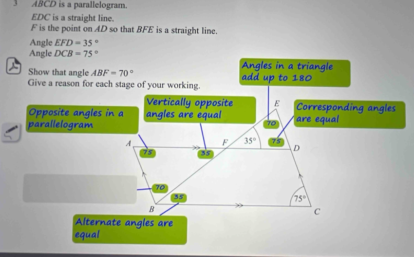 Solved: 3 ABCD is a parallelogram. EDC is a straight line. F is the ...
