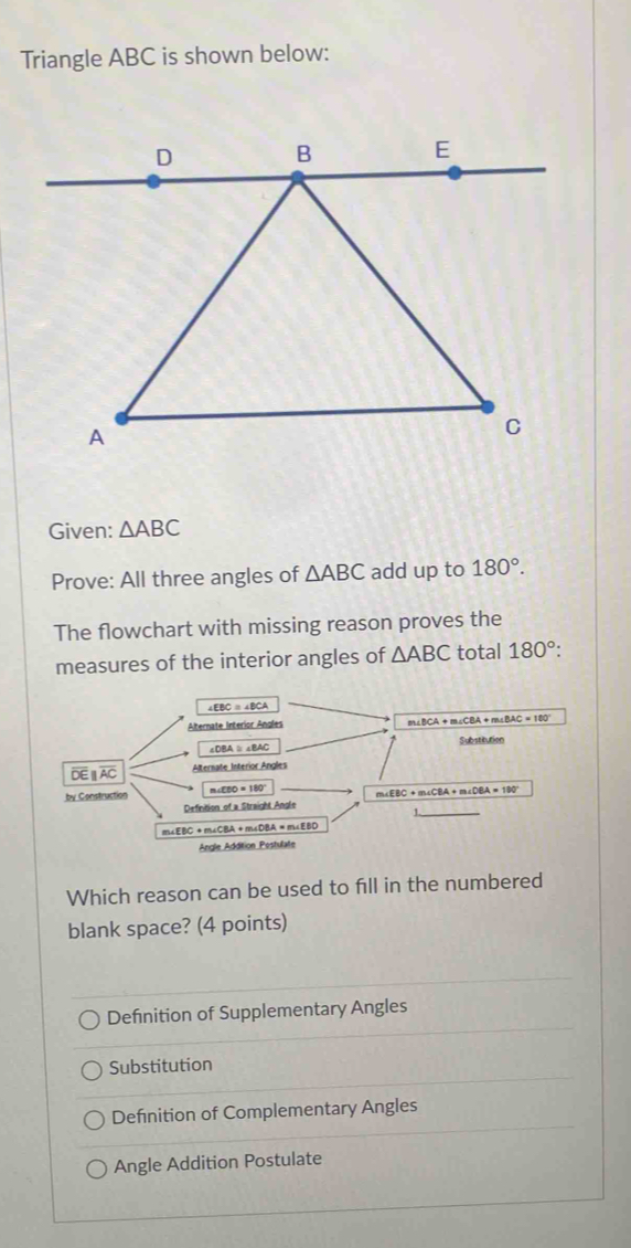 Solved: Triangle ABC is shown below: Given: ABC Prove: All three angles ...