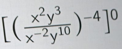 [( x^2y^3/x^(-2)y^(10) )^-4]^0