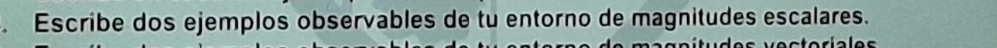 Escribe dos ejemplos observables de tu entorno de magnitudes escalares.