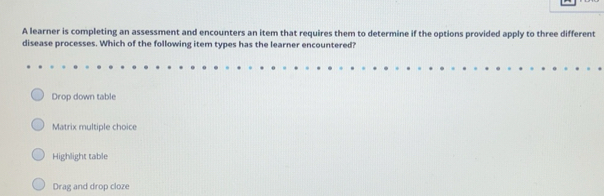 Solved: A learner is completing an assessment and encounters an item ...