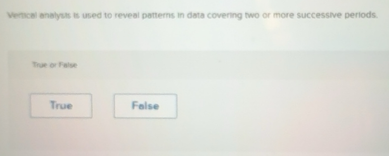 Solved: Vertical analysis is used to reveal patterns in data covering ...