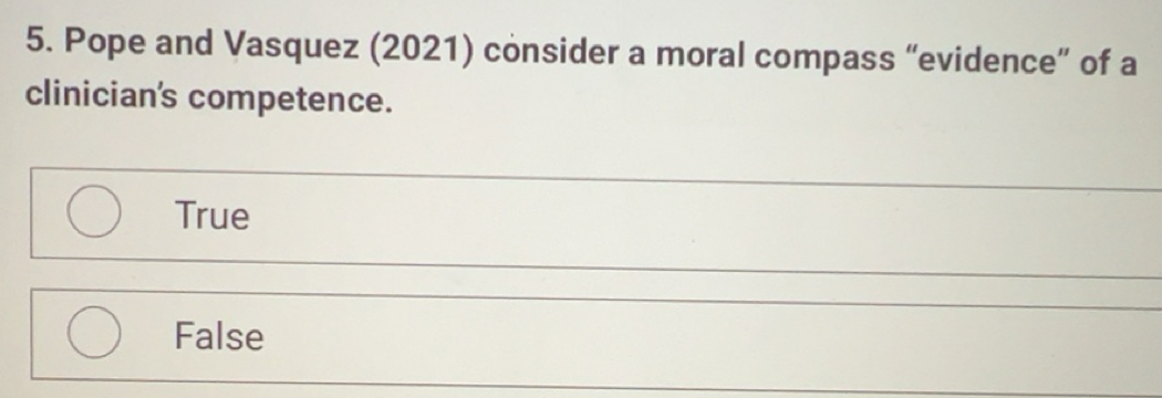 Solved: Pope and Vasquez (2021) consider a moral compass “evidence” of ...
