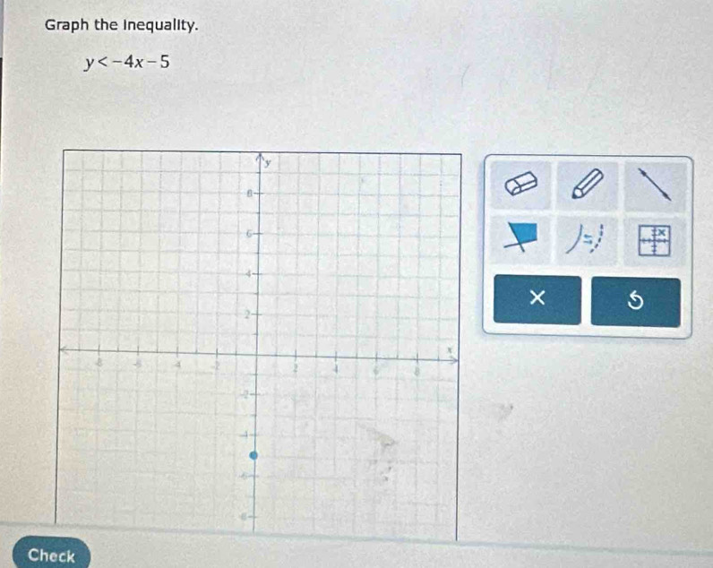 Graph the Inequality.
y
× 
Check