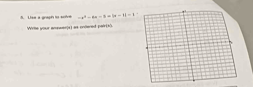 Use a graph to solve -x^2-6x-5=|x-1|-1. 
Write your answer(s) as ordered pair(s).