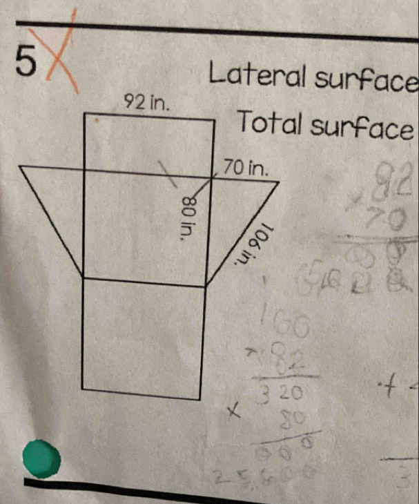 Lateral surface
Total surface