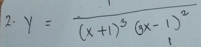 y=frac 1(x+1)^3(3x-1)^2