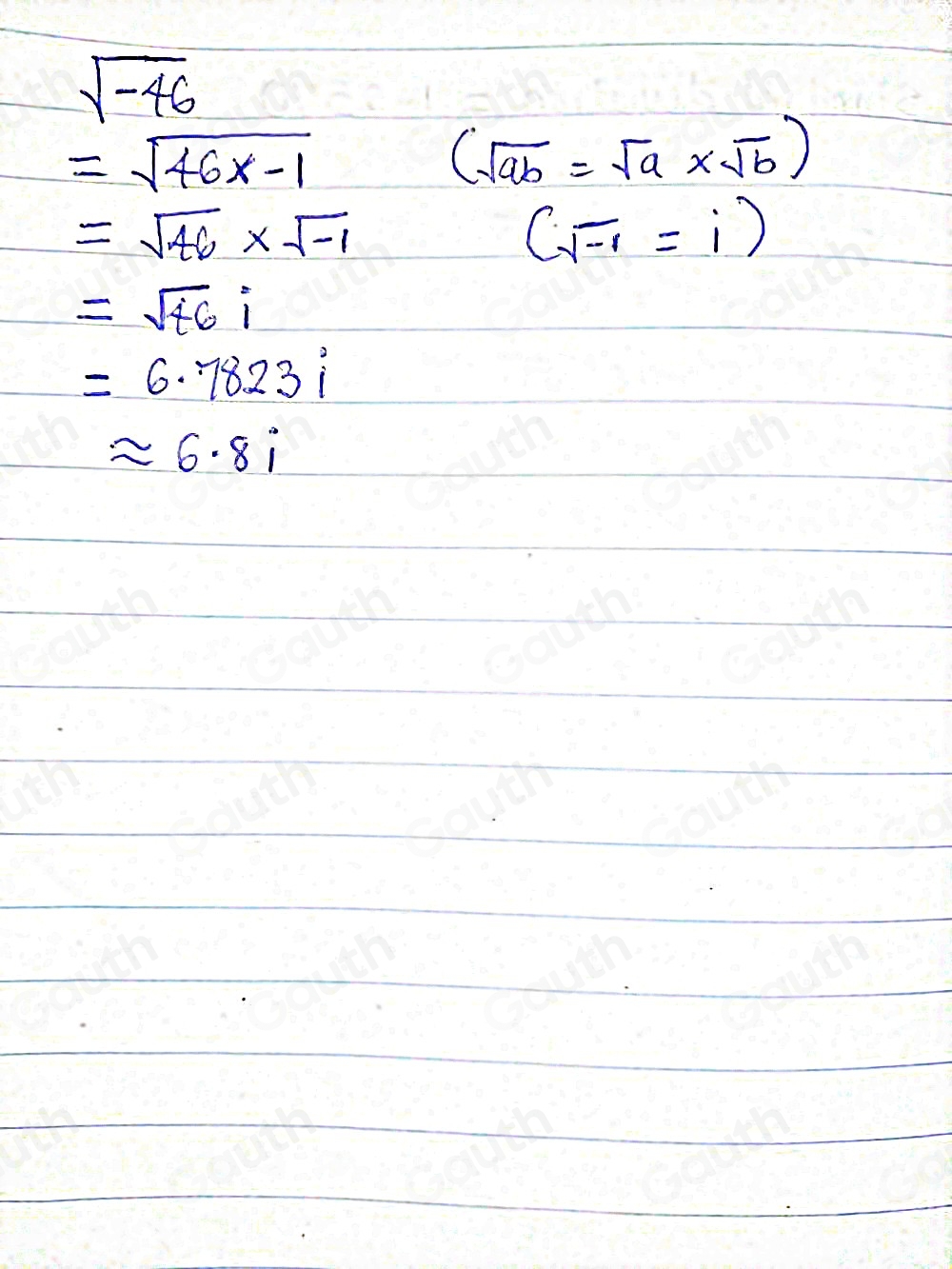 Solved: Simplify the following expression: sqrt(-46). [Math]