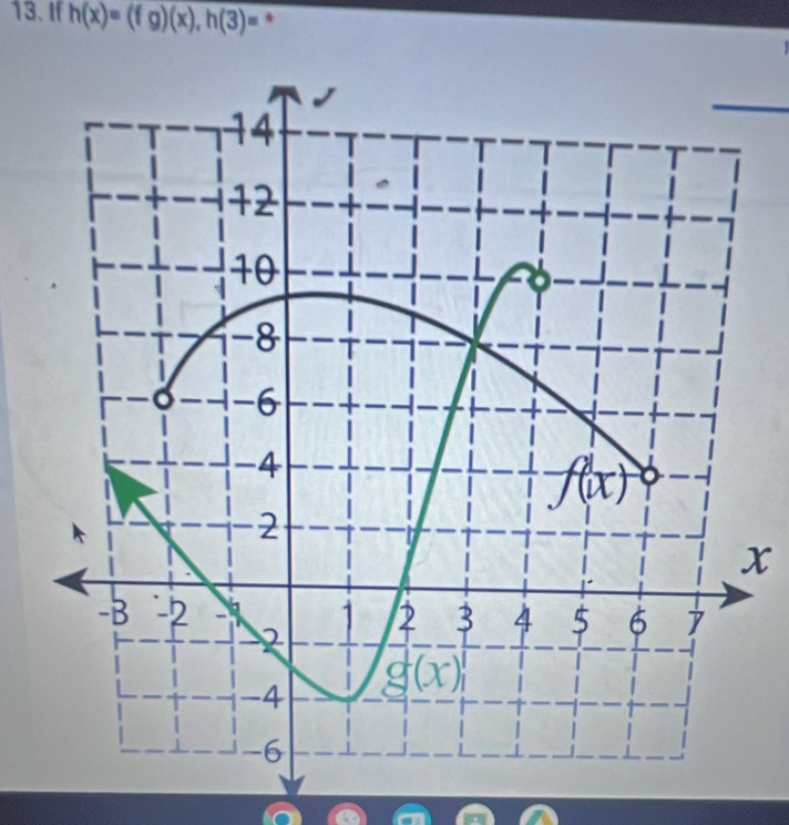 If h(x)=(fg)(x),h(3)= *
x