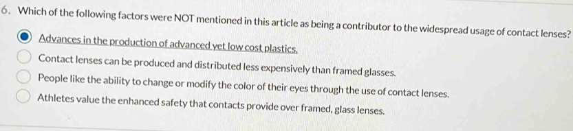 Solved: Which of the following factors were NOT mentioned in this ...